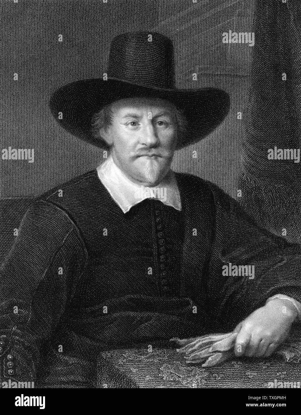 Grotius (Hugo de Groot) 1583-1645, deutscher Theologe und Jurist. Gravur nach dem Porträt von Mierevelt Stockfoto