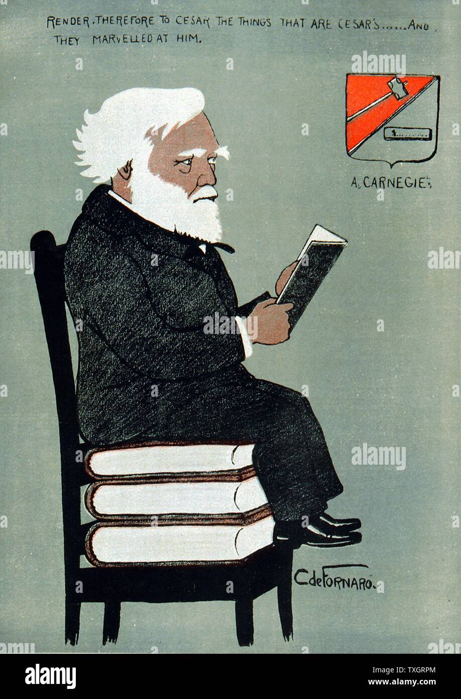 Carnegie, Andrew (1835-1918) Scottish - amerikanische Industrieller und Philanthrop. Öffentliche Bibliotheken Cartoon veröffentlicht Paris, 1903 Stockfoto