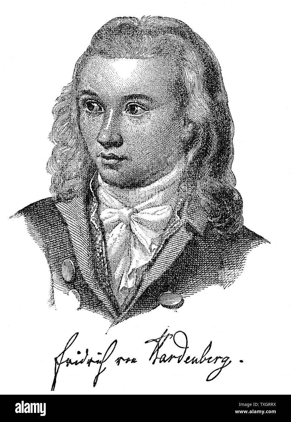 Novalis (1772-1801), Pen-Name von Friedrich von Hardenberg, Deutsche Romantische Dichter und Schriftsteller. Der Verbrauch enthalten. Als "Prophet der Romantik" bekannt Stockfoto