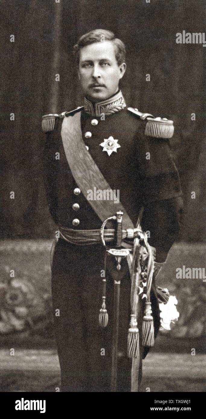 Albert I (1875-1934) König der Belgier von 1909, in der Uniform. Von einem Foto Stockfoto