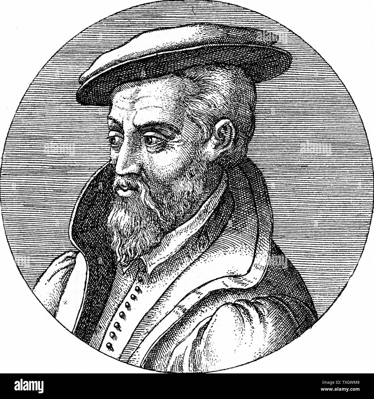 Georgius Agricola (Georg Bauer) 1494-1555. Deutsche Arzt, Mineraloge und Metallurgen. Autor von "De re Metallica", 1555, Basel c 1890 Gravur Stockfoto