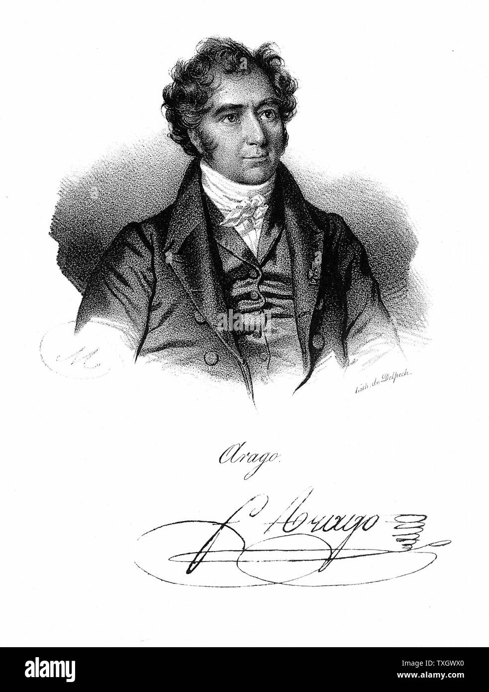 Dominique Francois Jean Arago (1786-1853) französischer Astronom, Physiker und Politiker c 1820 Lithographie, Paris Stockfoto