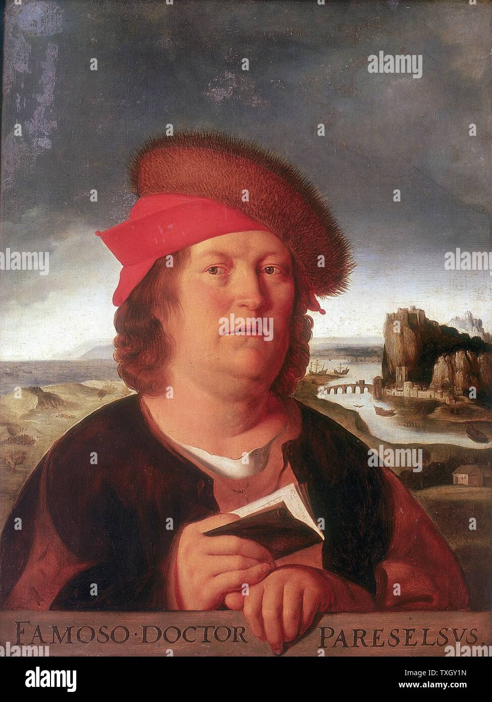 Paracelsus (Theophrastus Bombastus von Hohenheim) 1493-1541. Schweizer-deutschen Arzt und Alchemist geboren. Erste Silikose zu beschreiben. Verbunden Kropf mit Mineralien im Trinkwasser. Anerkannten Bedeutung der Chemie in der Medizin (Iatrochemistry) Portrait Louvre, Paris Stockfoto