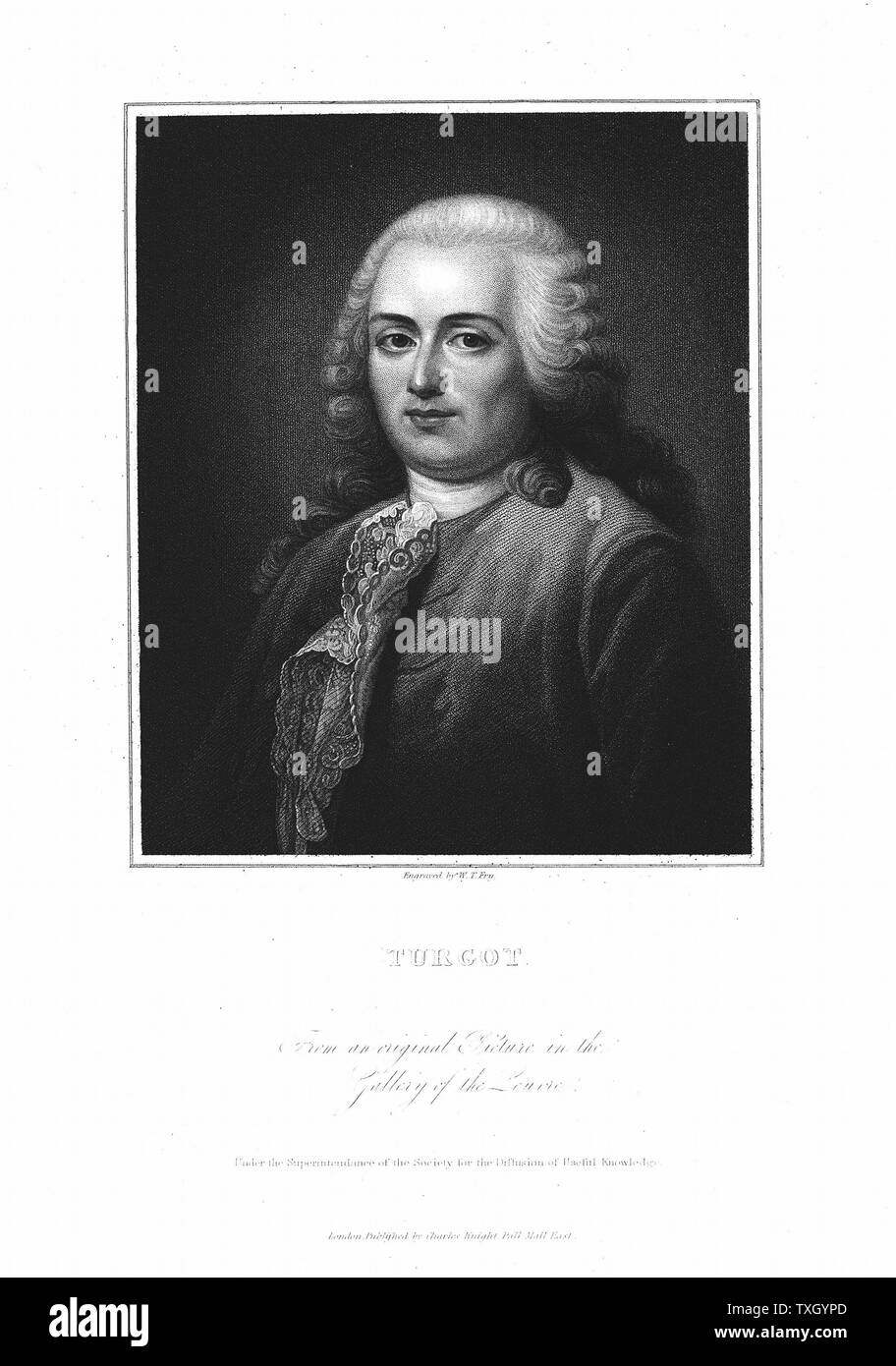 Anne Robert Jacques Turgot (1727-81), französischer Politiker und Wirtschaftswissenschaftler. Gravur Stockfoto