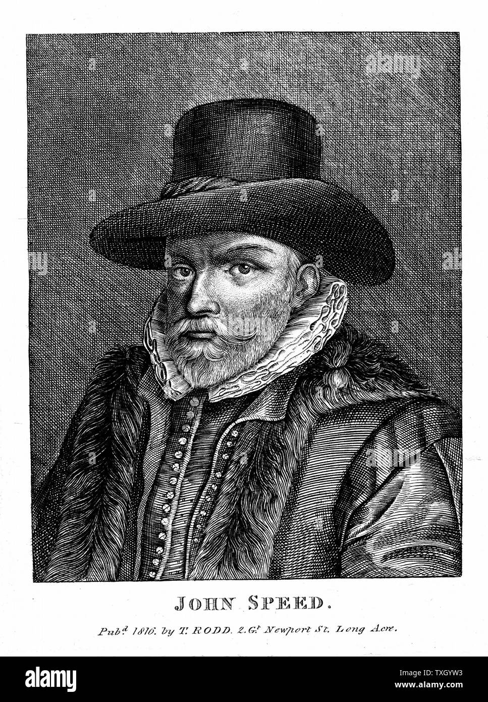 John Speed (1542-1629) englische Kartograf und Historiker. Gravur Stockfoto