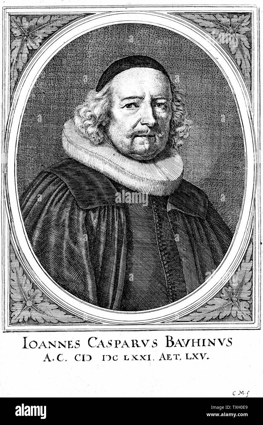 Jean Gaspard (oder Caspar Bauhin (16061659)) Schweizer Arzt und Botaniker; Professor für Botanik, Basel: Arzt in gewöhnlichen zu Louis XIV 1659. Kupferstich Stockfoto