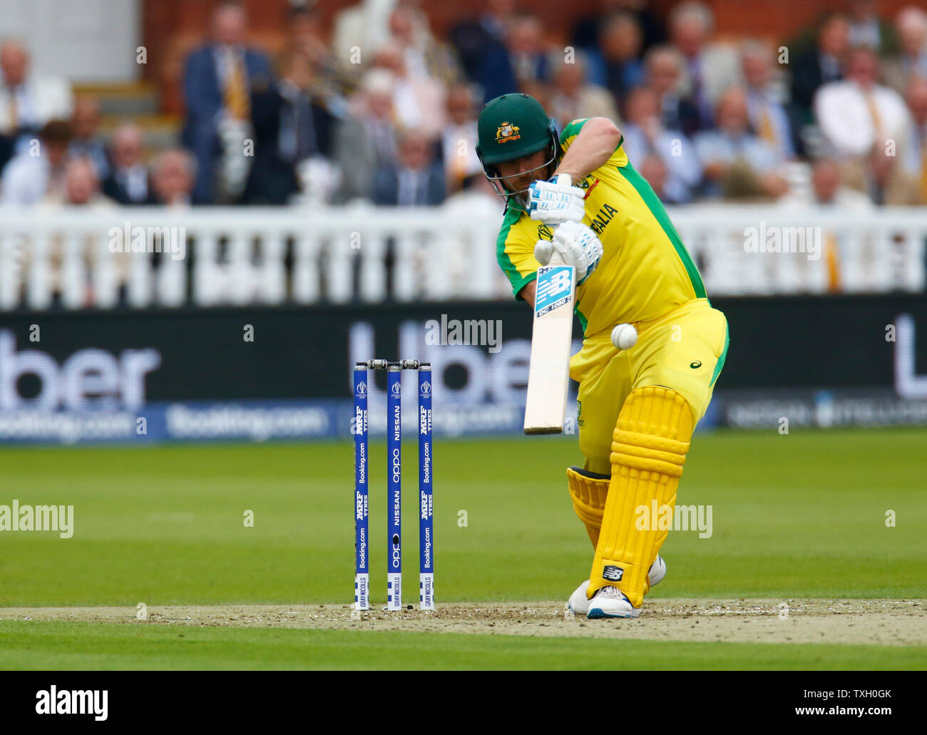 London, Großbritannien. 25. Juni 2019. LONDON, England. 25. Juni: Aaron Finch von Australien während ICC Cricket World Cup zwischen England und Australien auf dem Boden des Herrn am 25. Juni 2019 in London, England. Credit: Aktion Foto Sport/Alamy leben Nachrichten Stockfoto