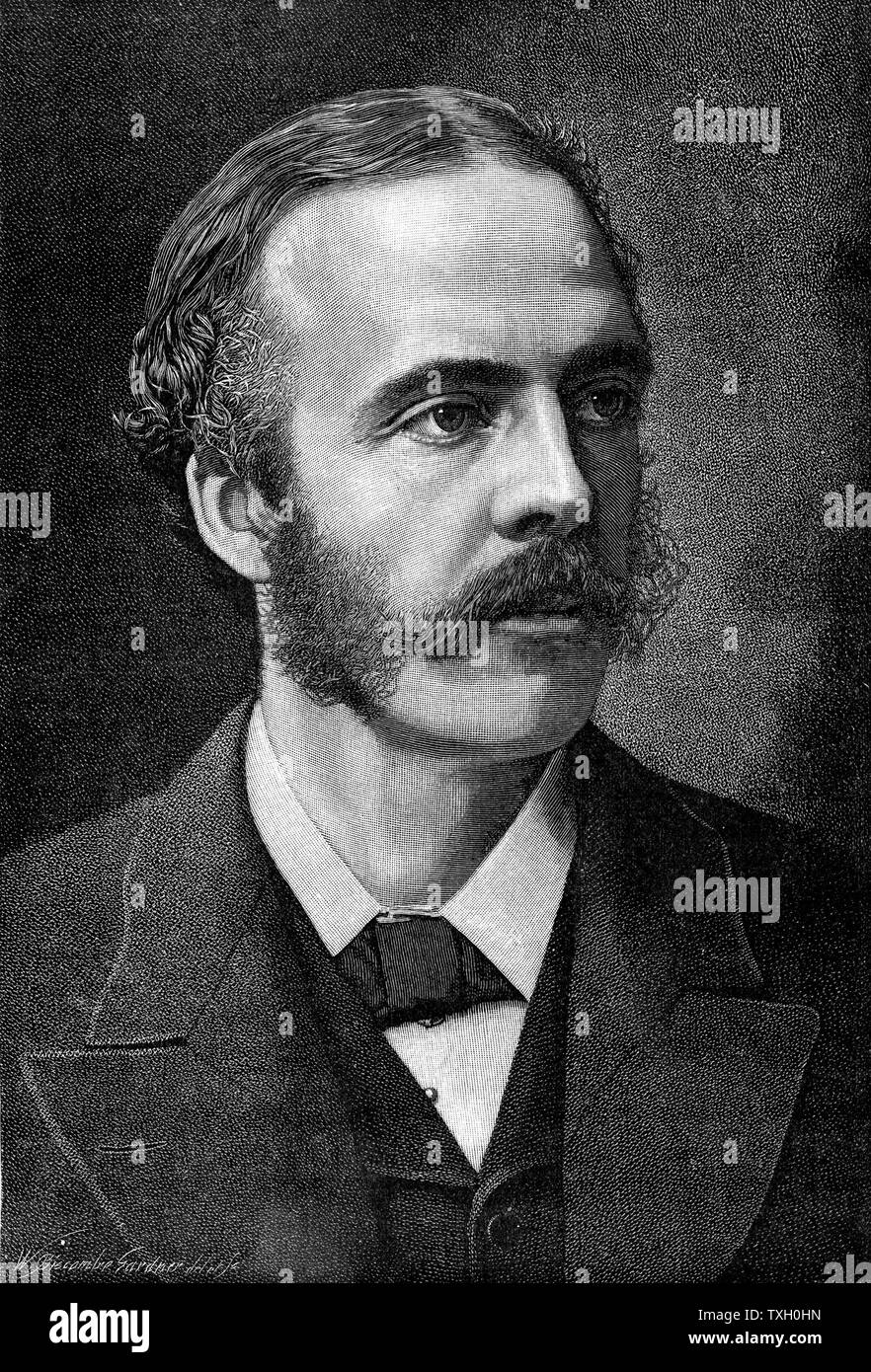 Arthur James Balfour, 1. Earl Balfour (1848-1930) Schottischen Konservativen britischen Staatsmann und Philosoph geboren; Ministerpräsident 1902-5; Balfour-erklärung 1917 Holzstich 1892 Stockfoto