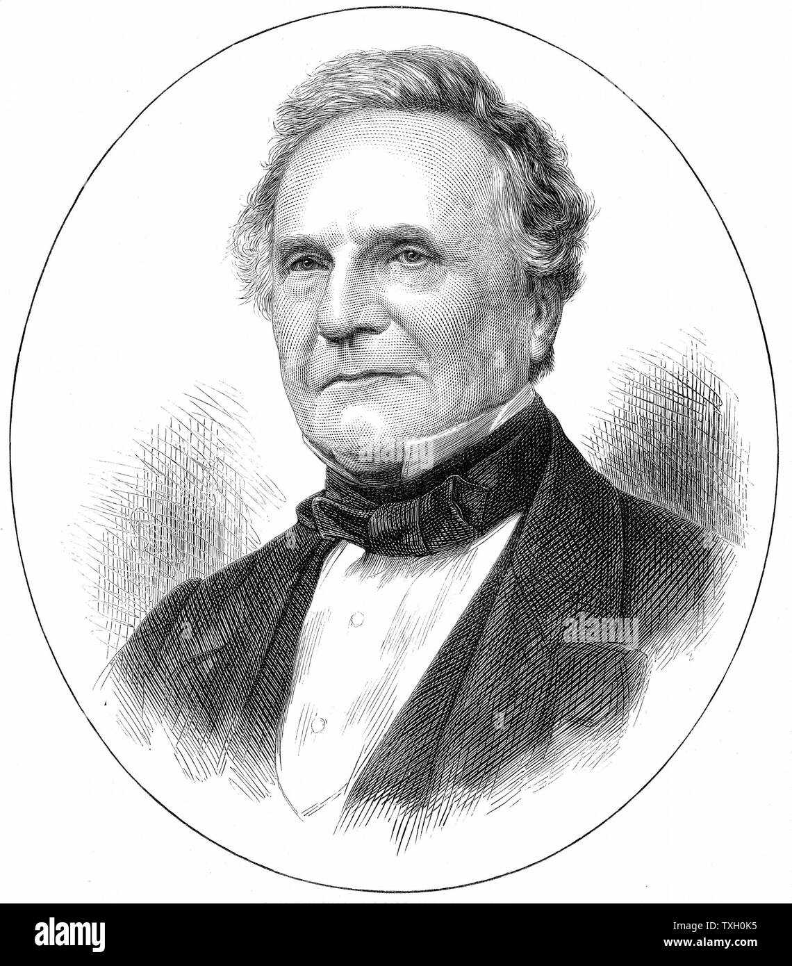 Charles Babbage (1791-1871) Englischer Mathematiker. Difference Engine für die Berechnung der Tabellen und Analytical Engine. Holzstich veröffentlicht London 1871 Stockfoto