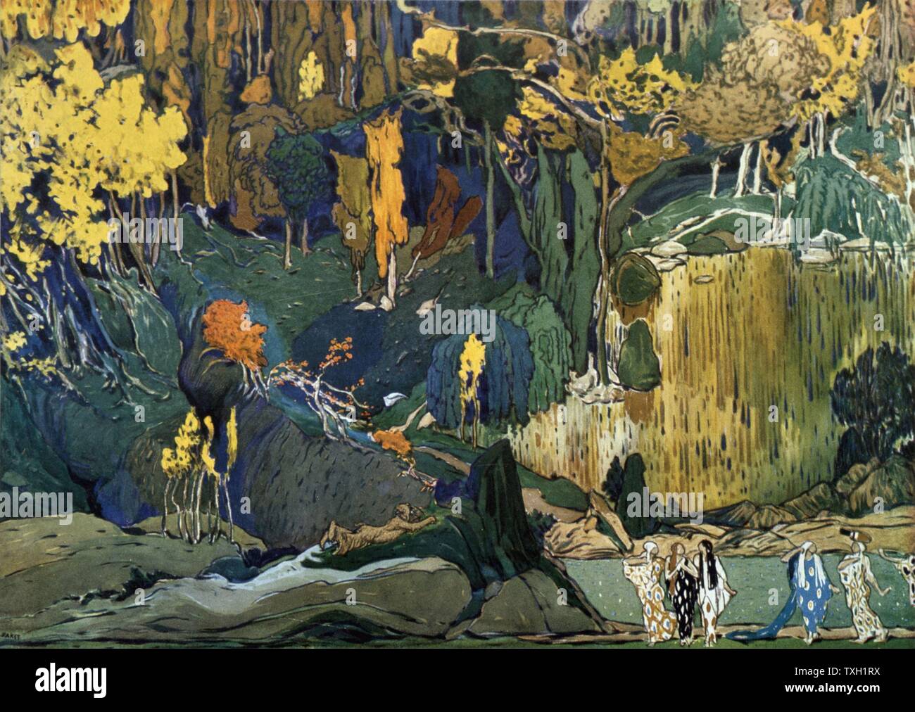 Léon Bakst russische Schule Kulisse für "Prélude à l'après-midi d'un faune" 1912 Gouache auf Papier (75 x 105 cm) Paris, Musée d'Art Moderne, Centre Pompidou Stockfoto