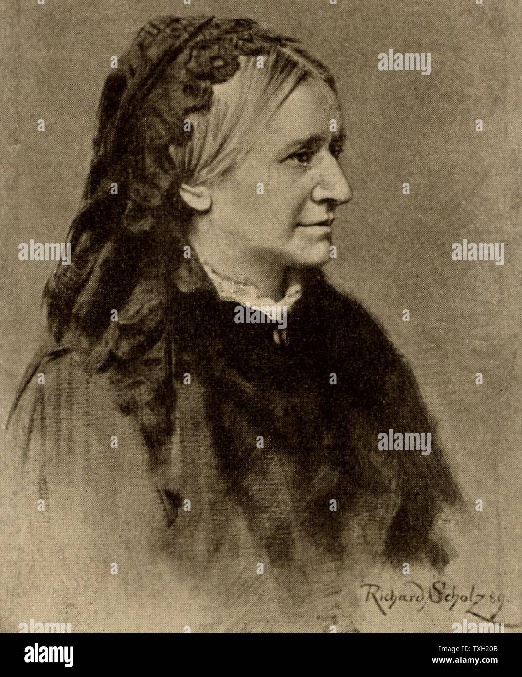 Clara Schumann (geb. Clara Wieck - 1819-1896) deutschen Pianisten im Jahre 1889. Witwe des Komponisten Robert Schumann. Halbton. Stockfoto