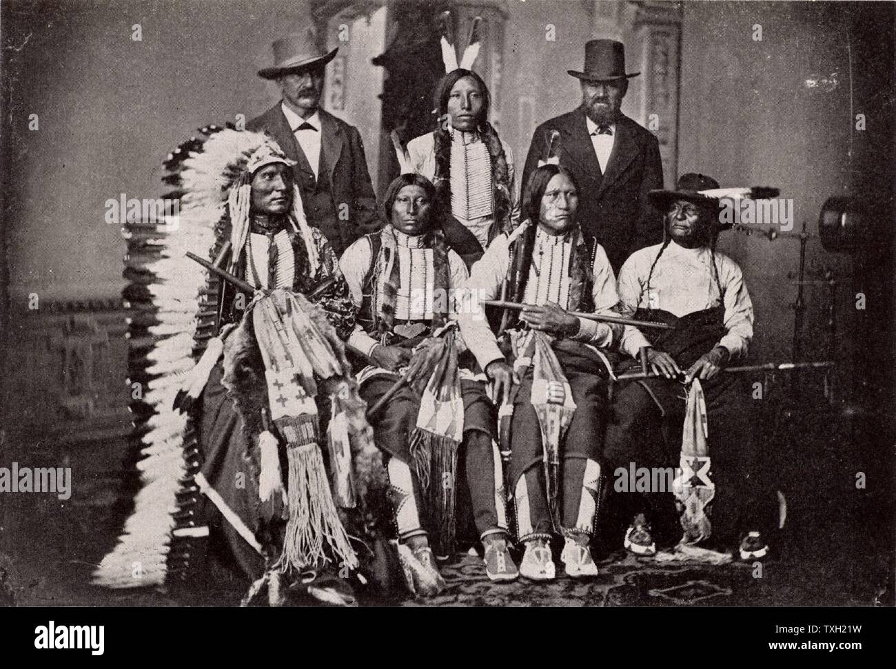 Sioux Häuptlinge nach einem Treffen im Weißen Haus, Washington, USA c1877. North American Indian. Indigenen Völker. Stockfoto