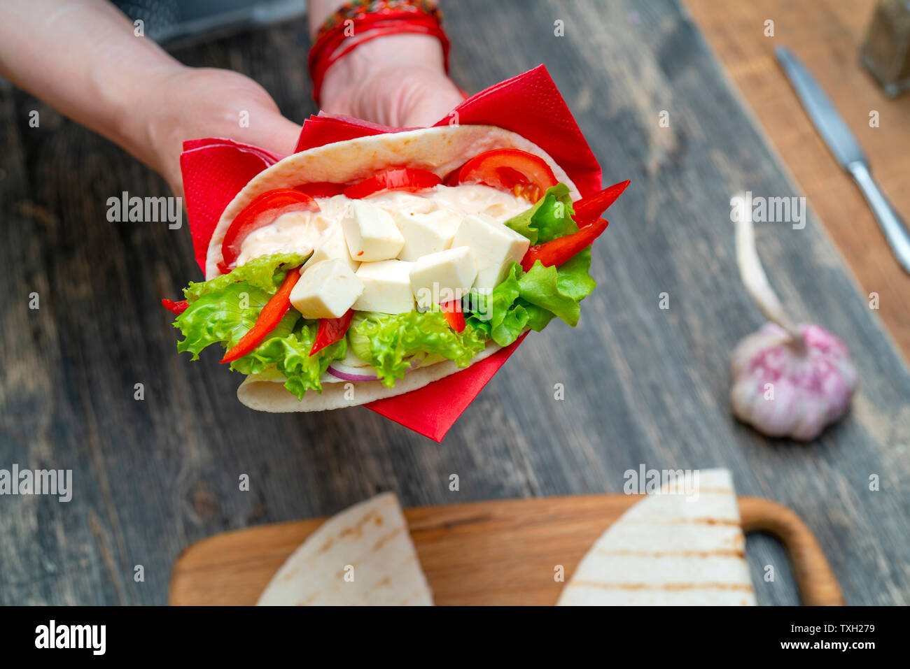 Pflanzliche Rolle für einen gesunden Lebensstil. Stockfoto