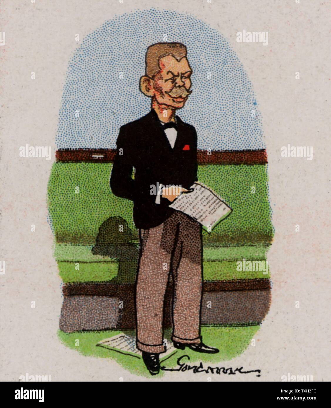 John Robert Clynes (1869-1949) in Oldham, Lancashire geboren. Britische Gewerkschaft Veranstalter und eines der ursprünglichen Mitglieder der britischen Labour Party (Sozialistische Partei). Vorsitzender der Partei 1921-1922. An das Europäische Parlament für Manchester Platting im Jahre 1906 gewählt. Home Secretary 1929-1931. Clynes Unterhaus Adressierung von den Bänken. Aus einer Reihe von Karten auf "Bemerkenswerte MPs' (London, 1929). Stockfoto