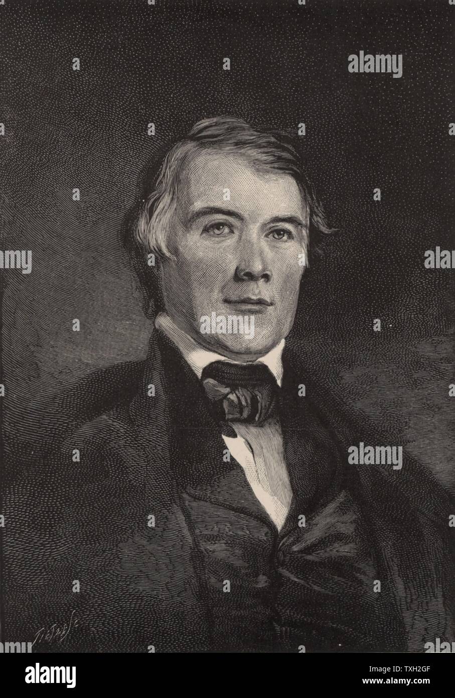 James Pollard Espy (1785-1860), US-amerikanischer Meteorologe, bekannt als der Storm King. Kupferstich, 1896. Stockfoto