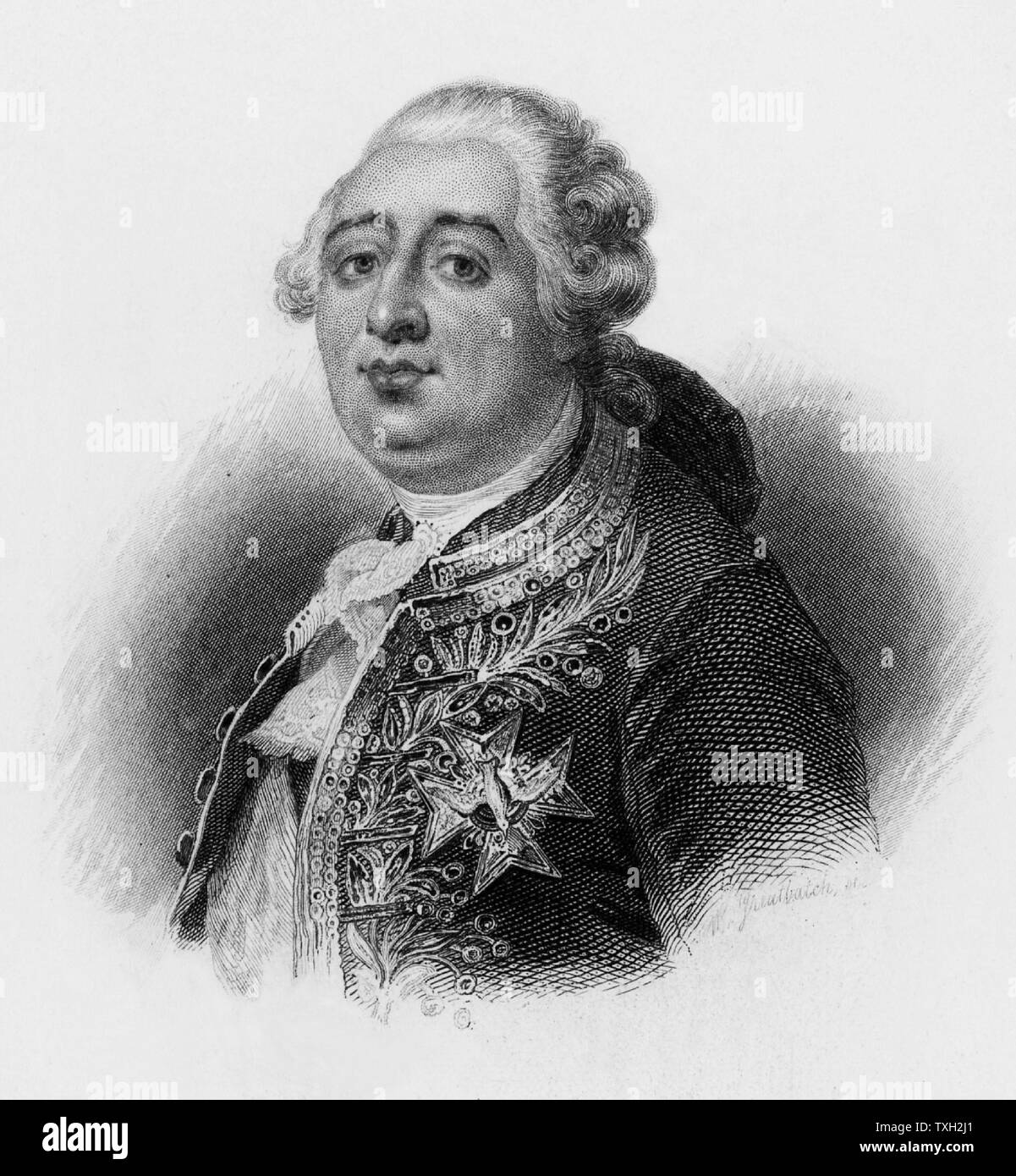 Louis XVI (1754-1793), König von Frankreich von 1774, zum Versuch, die durch die revolutionäre National Convention, Dezember 1792 gebracht. 21. Januar 1793 durch die Guillotine hingerichtet. Lithographie. Stockfoto