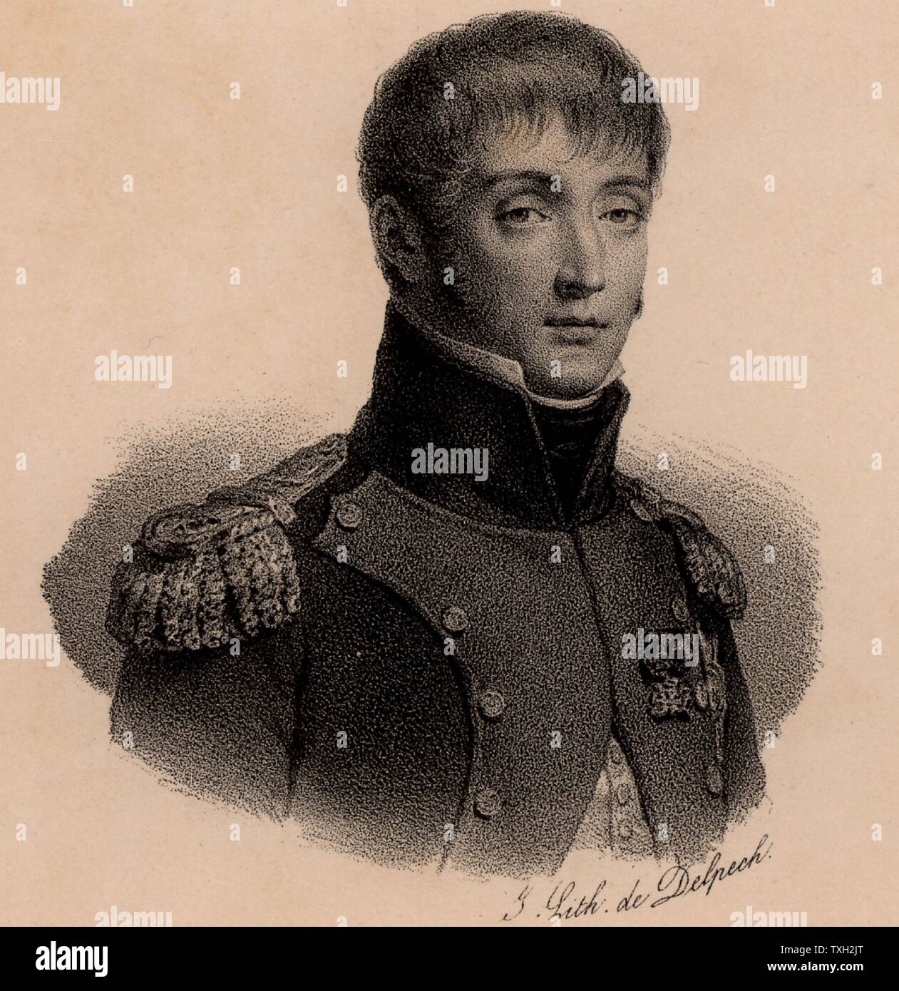 Louis Bonaparte (1778-1846) Französische Soldaten. Der König von Holland unter dem Namen von LODEWIJK I (1806-1810). Bruder von Napoleon Bonaparte, dessen Stieftochter Hortense Beauharnais heiratete er. Vater von Napoleon III. Lithographie, c 1830. Stockfoto