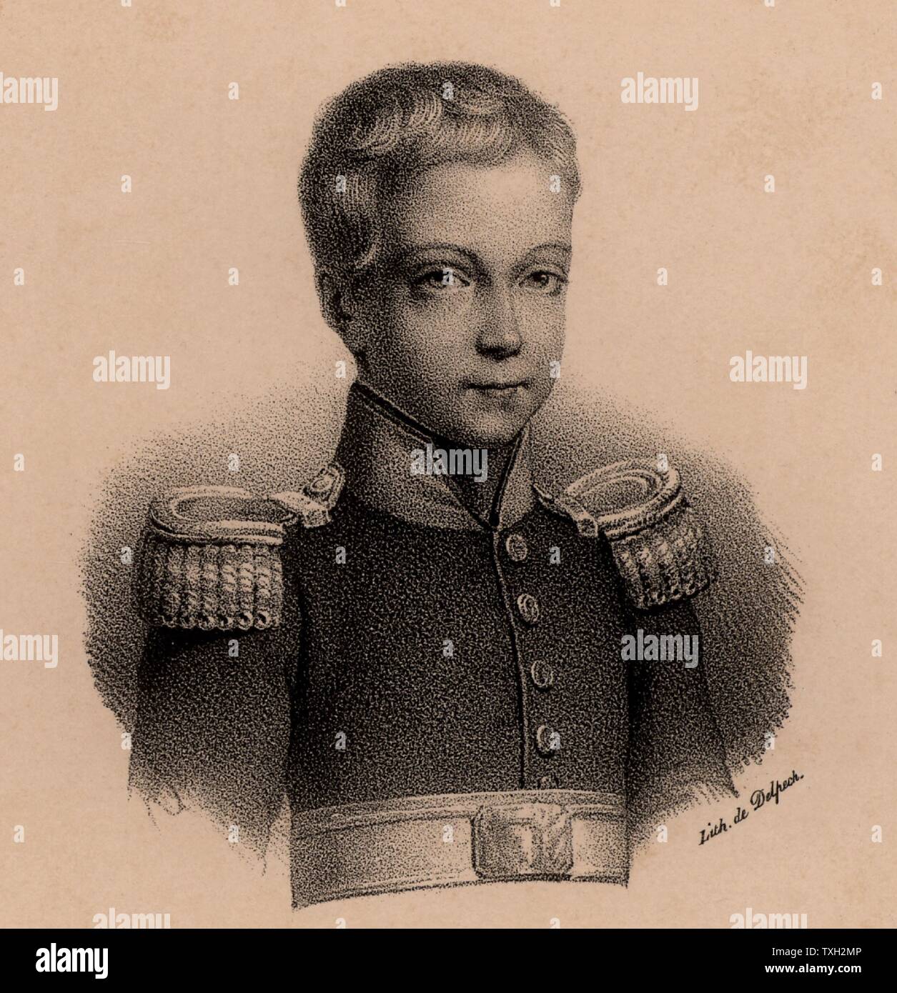 Henri, Duc de Bordeaux (1820-1883) posthum Sohn Karl Ferdinand, Duc de Berry, der Enkel von Charles X von Frankreich. Bourbon Erben zum Thron von Frankreich und gestylt Henri V, auch als der Comte de Chambord bekannt. Lithographie, c 1830. Stockfoto