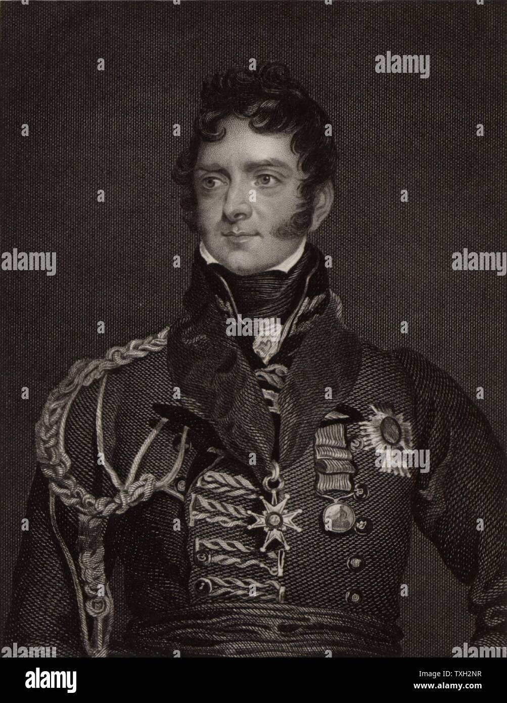 Henry Torrens (1779-1828) Englischer Soldat. Militärische Secretary General Wellesley (später Herzog von Wellington) in Portugal 1808 im Peninsular Kampagne. Major - allgemeine 1814. Gravur nach Portrait von Thomas Lawrence. Stockfoto