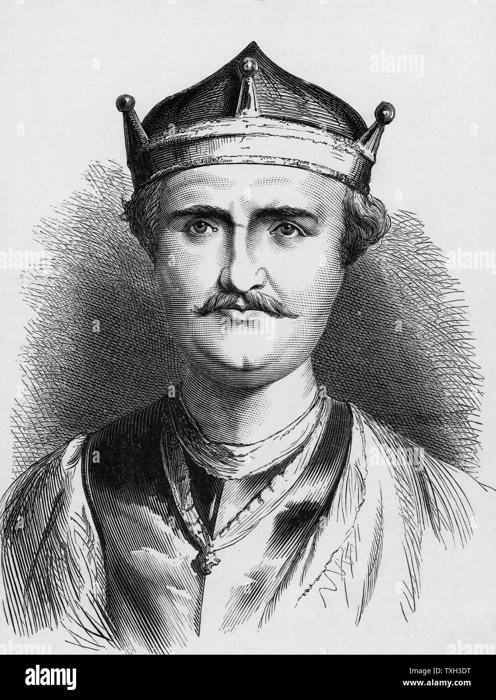 William, Herzog der Normandie (c) 1028-1087 Wilhelm I., der Eroberer, König von England von 1066. William landete mit seiner Armee in der Nähe von Hastings, East Sussex am 13. Oktober 1066. Am folgenden Tag in der Schlacht von Hastings der Englischen besiegt wurden und ihren König Harold II., der letzten angelsächsischen König, wurde getötet. Holzstich c 1900. Stockfoto
