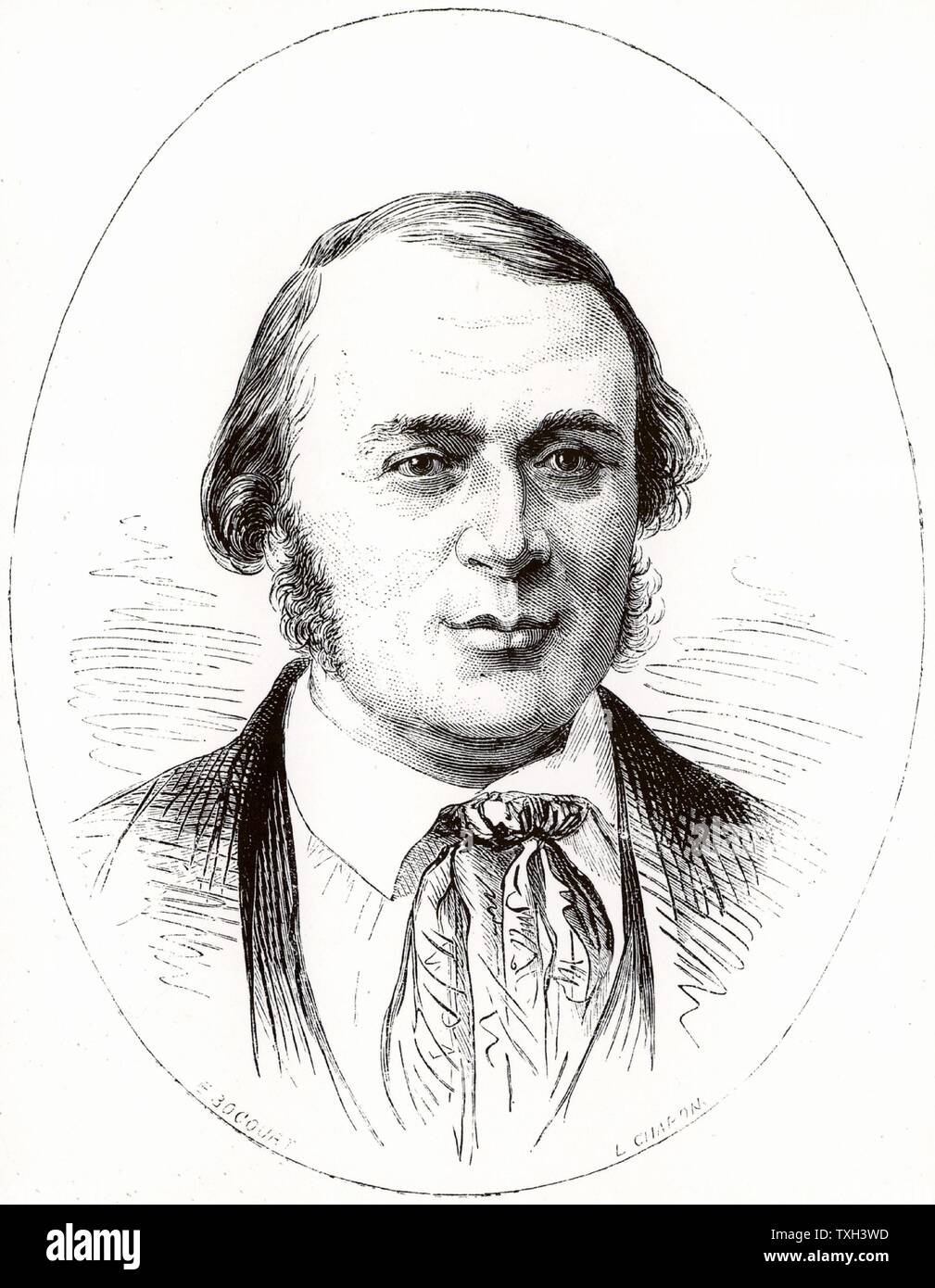 (Jean) Louis (Rodolphe) Agassiz (1807-1873) Swiss-born American Naturalist und Glaziologe am Alter von 40. Gravur von "La Nature" (Paris, 1874). Stockfoto