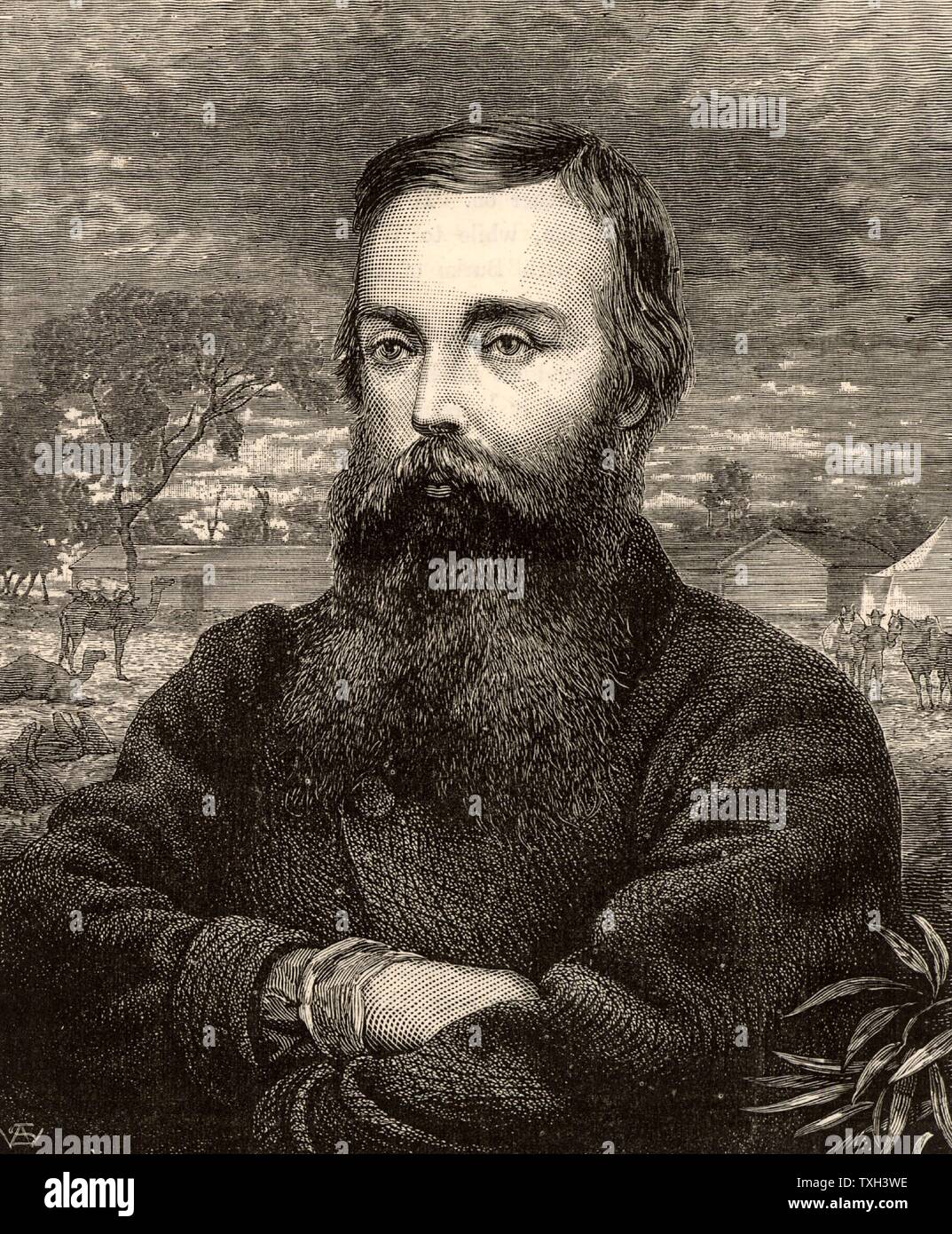 Robert O'Hara Burke (1820-1861) Irische Explorer und Führer der Burke & Wills Expedition zu erforschen das Innere von Australien (1860-1861). Burke und Wills starben an Hunger auf Ihrer Rückreise. Gravur von "Helden von Großbritannien im Krieg und Frieden" von Edwin Hodder (London, c 1880). Stockfoto