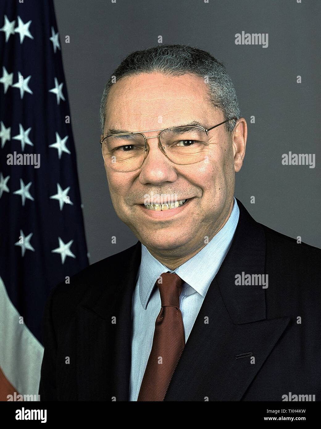 Colin Luther Powell, Afrikanische amerikanische Soldat und Staatsmann. Außenministerin der Regierung der Vereinigten Staaten, 2001-2005 Stockfoto