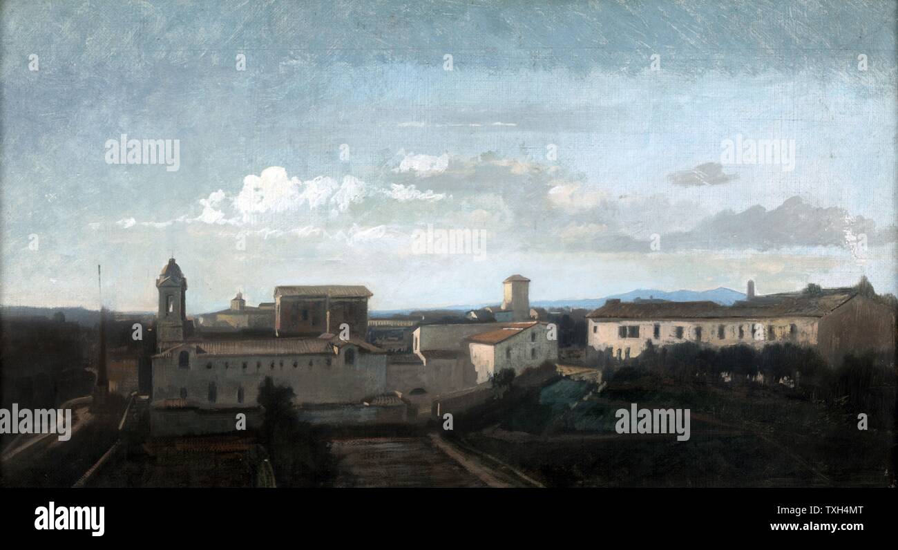 Antoine Auguste Ernest Hebert französische Schule La Trinita Dei Monti, Rom - Landschaft Blick über Rom Suchen mit der Kirche der Heiligen Dreifaltigkeit in der Mitte Stockfoto