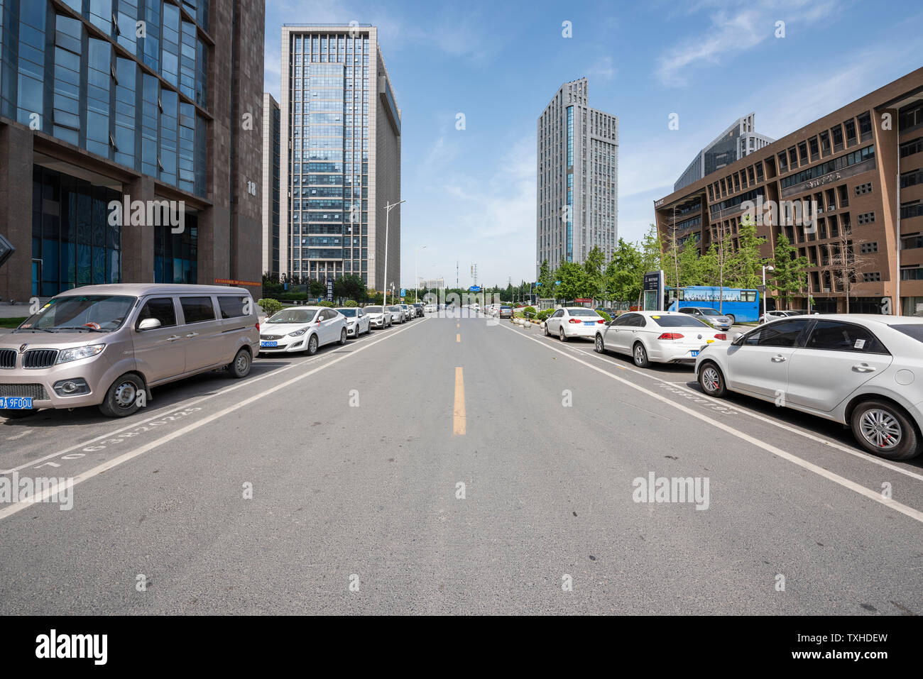 Landschaft von Wissenschaft und Technologie Park von Henan University im Bau Stockfoto