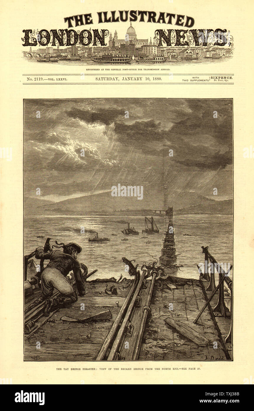 1880 Illustrated London News Startseite Tay Bridge Disaster Stockfoto