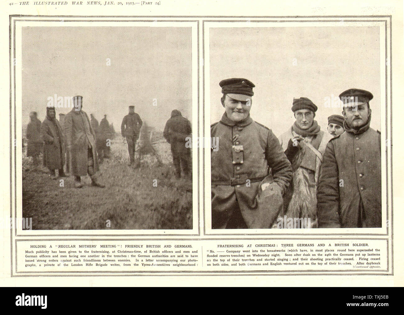 1915 Die illustrierte Krieg News Startseite Weihnachten Waffenstillstand 1914 Stockfoto