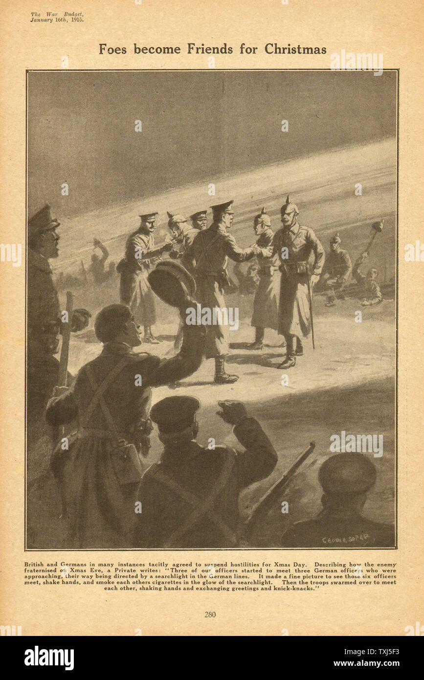 1915 Der Krieg Haushalt Magazin Startseite Weihnachten Waffenstillstand Abbildung Stockfoto
