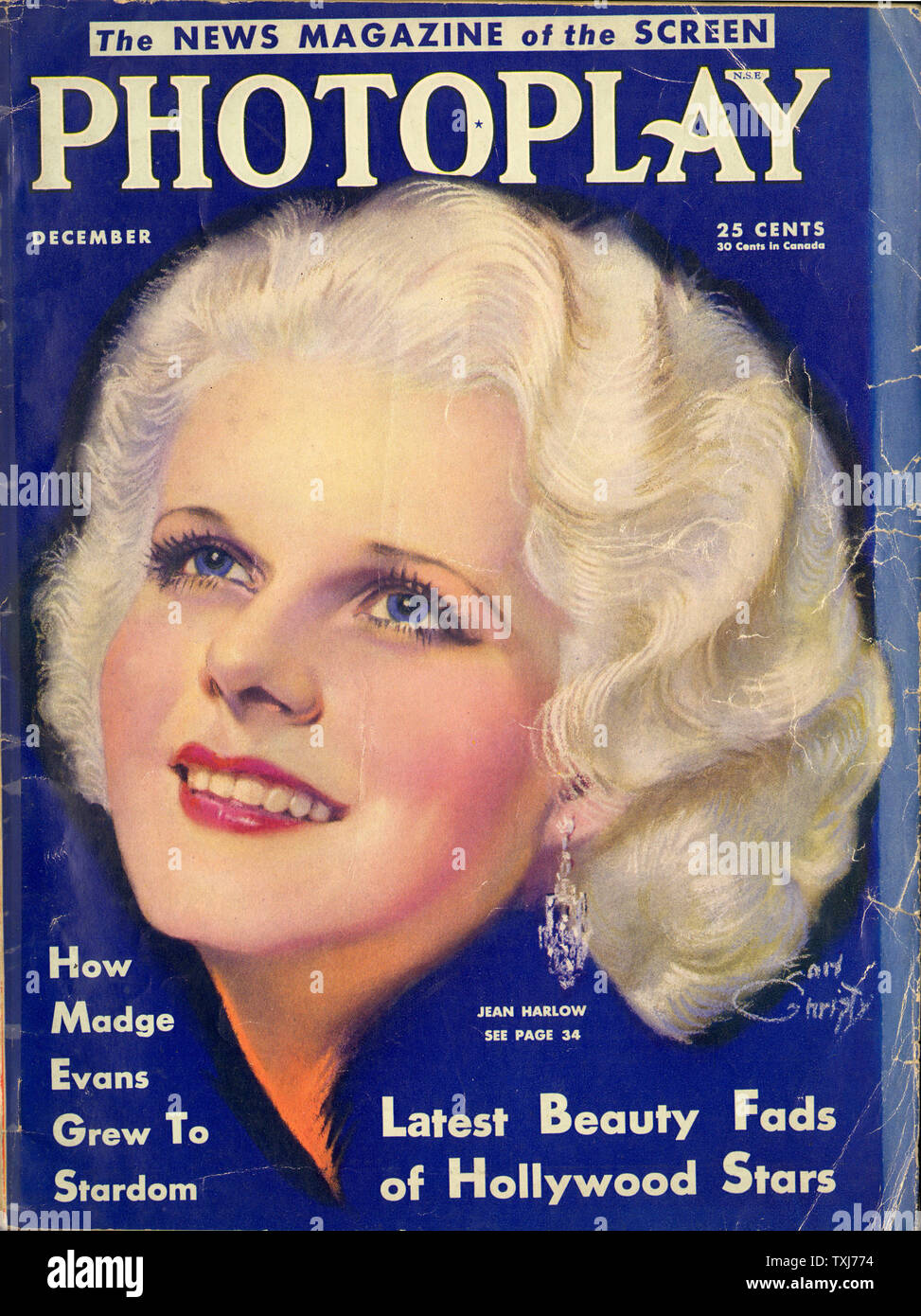 1931 Photoplay Dezember Jean Harlow Schauspielerin Stockfoto