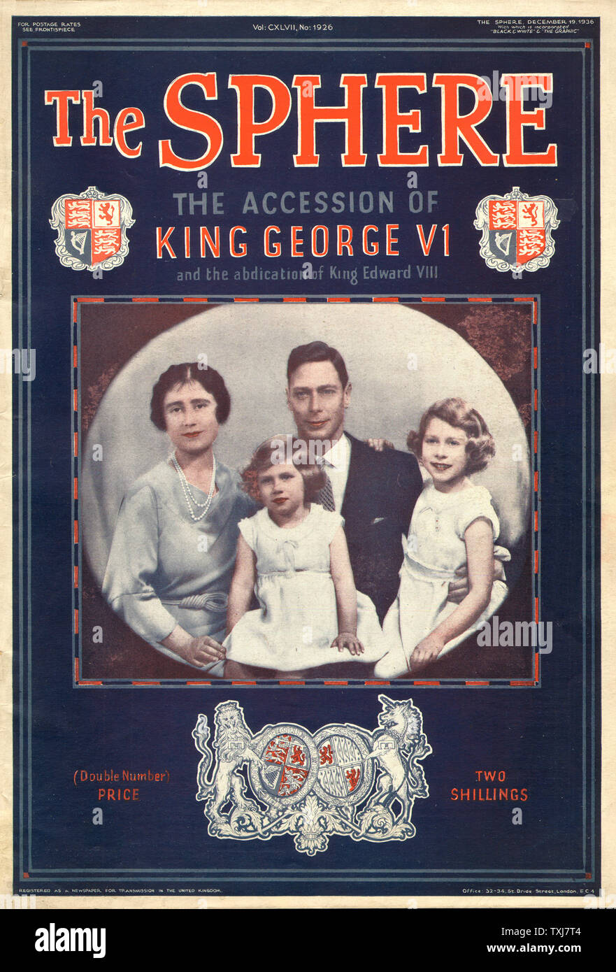 1936 Der Bereich König George VI Beitritt Stockfoto