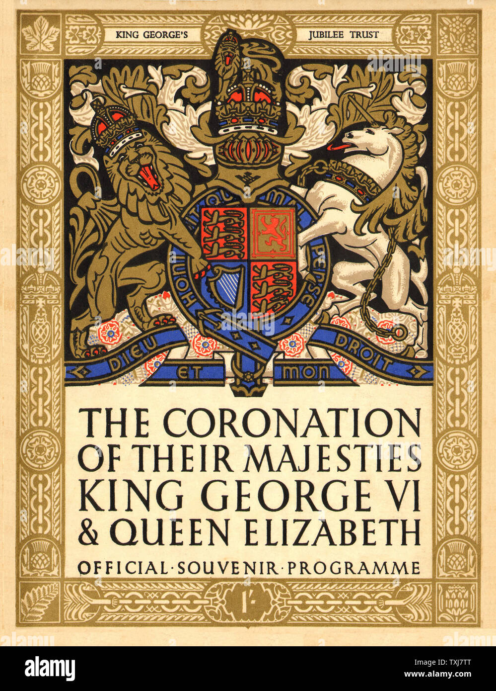 1937 Krönung Souvenir Programm King George VI and Queen Elizabeth Stockfoto