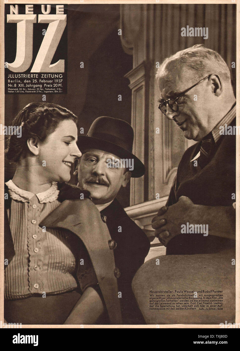 1937 Neue Illustrirte Zeitung österreichische Schauspielerin Paula Wessely und Schauspieler Rudolf Forster Stockfoto