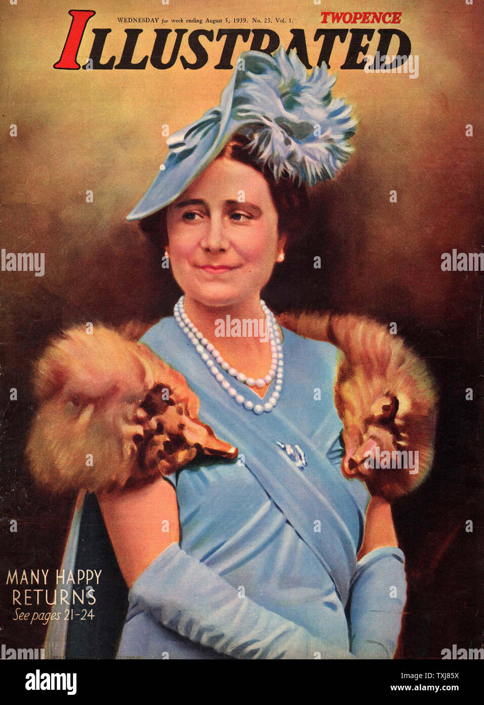 1939 illustrierte Queen Elizabeth 39. Geburtstag Stockfoto