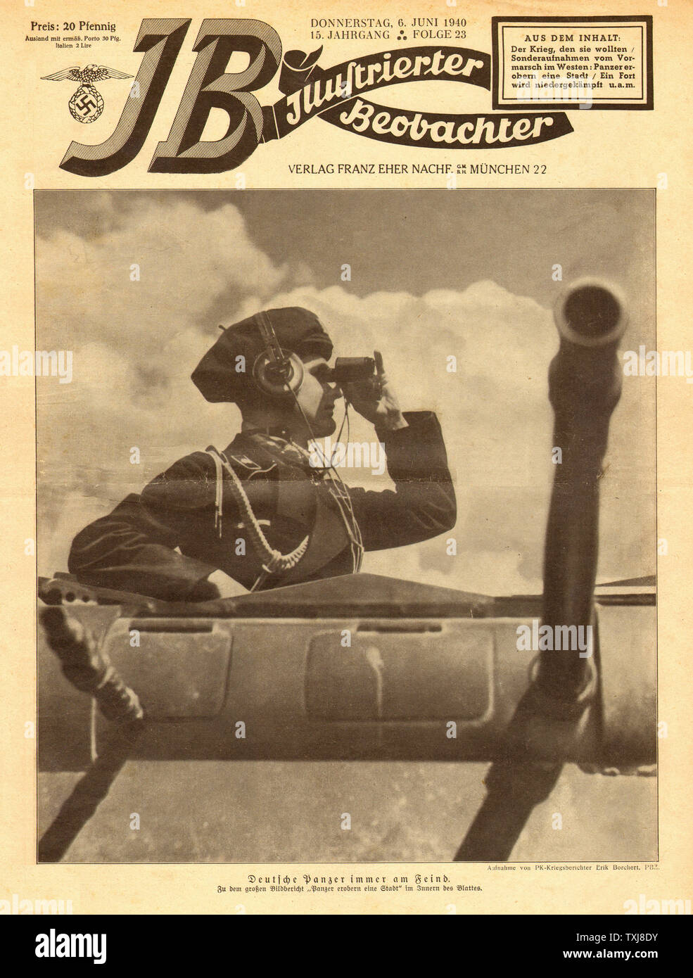 1940 Illustrierte Beobachter Wehrmacht Panzer, Bundeswehr Tank Stockfoto