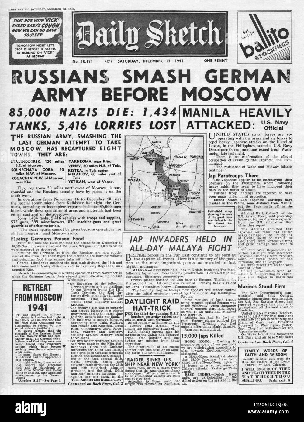 1941 tägliche Skizze Invasion in Russland, Operation Barbarossa Stockfoto