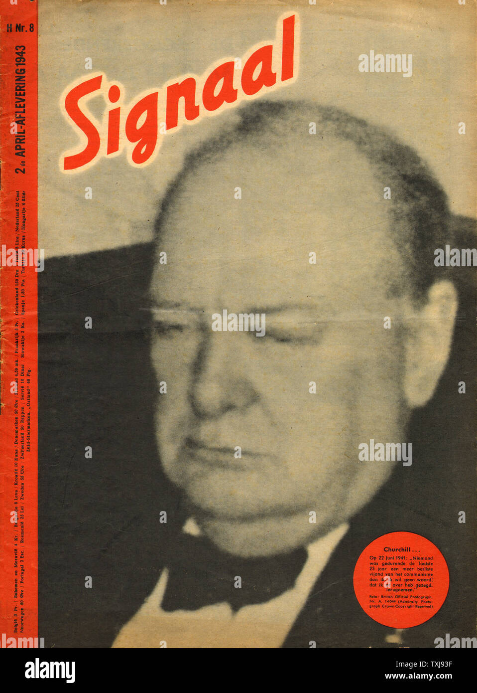 1943 Signal deutsche Zeitschrift veröffentlicht von der Wehrmacht (2.Auflage) Winston Churchill Stockfoto