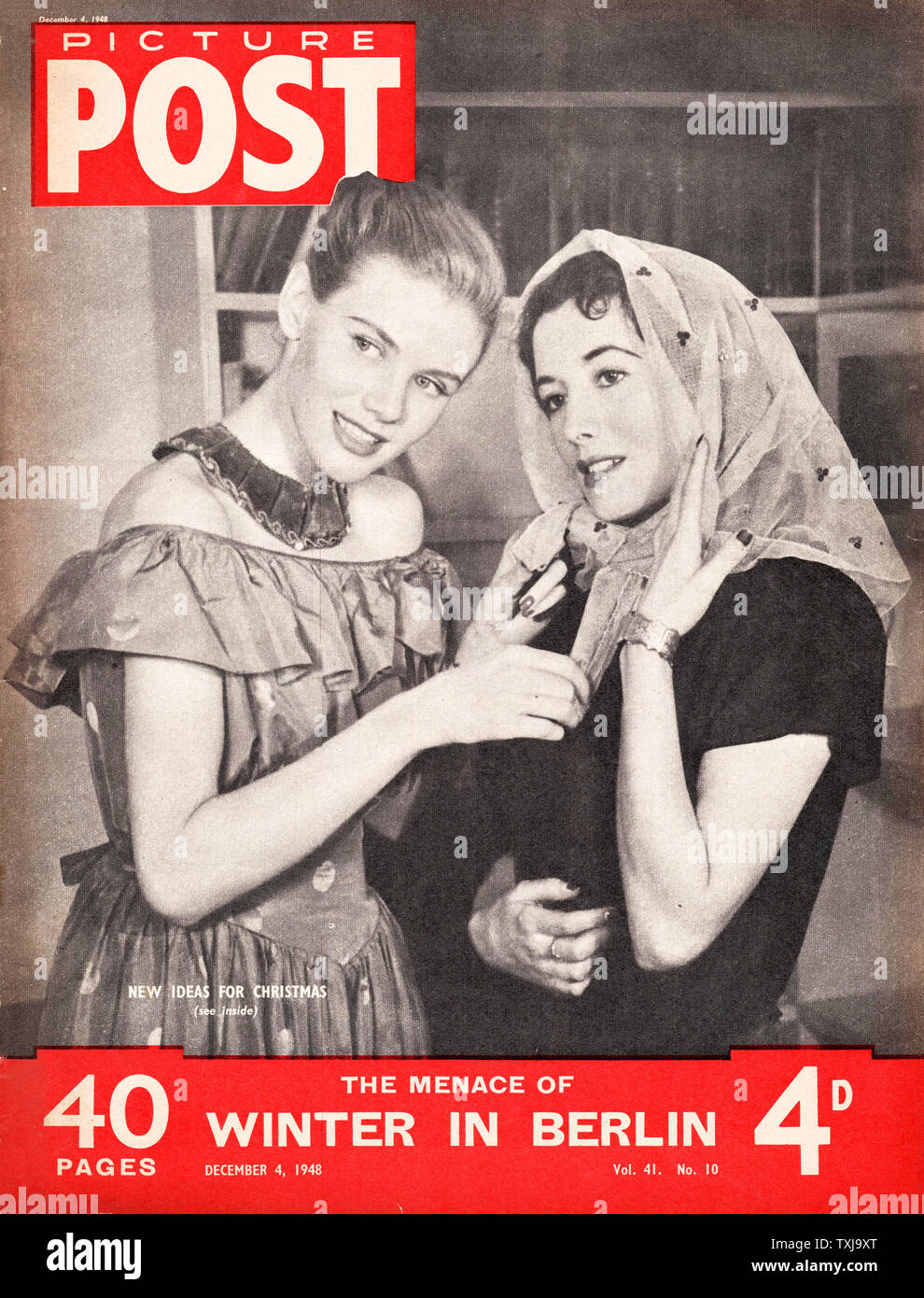 1948 Bild Post Magazine Vorderseite zwei Frauen Mode Ideen für Weihnachten Stockfoto