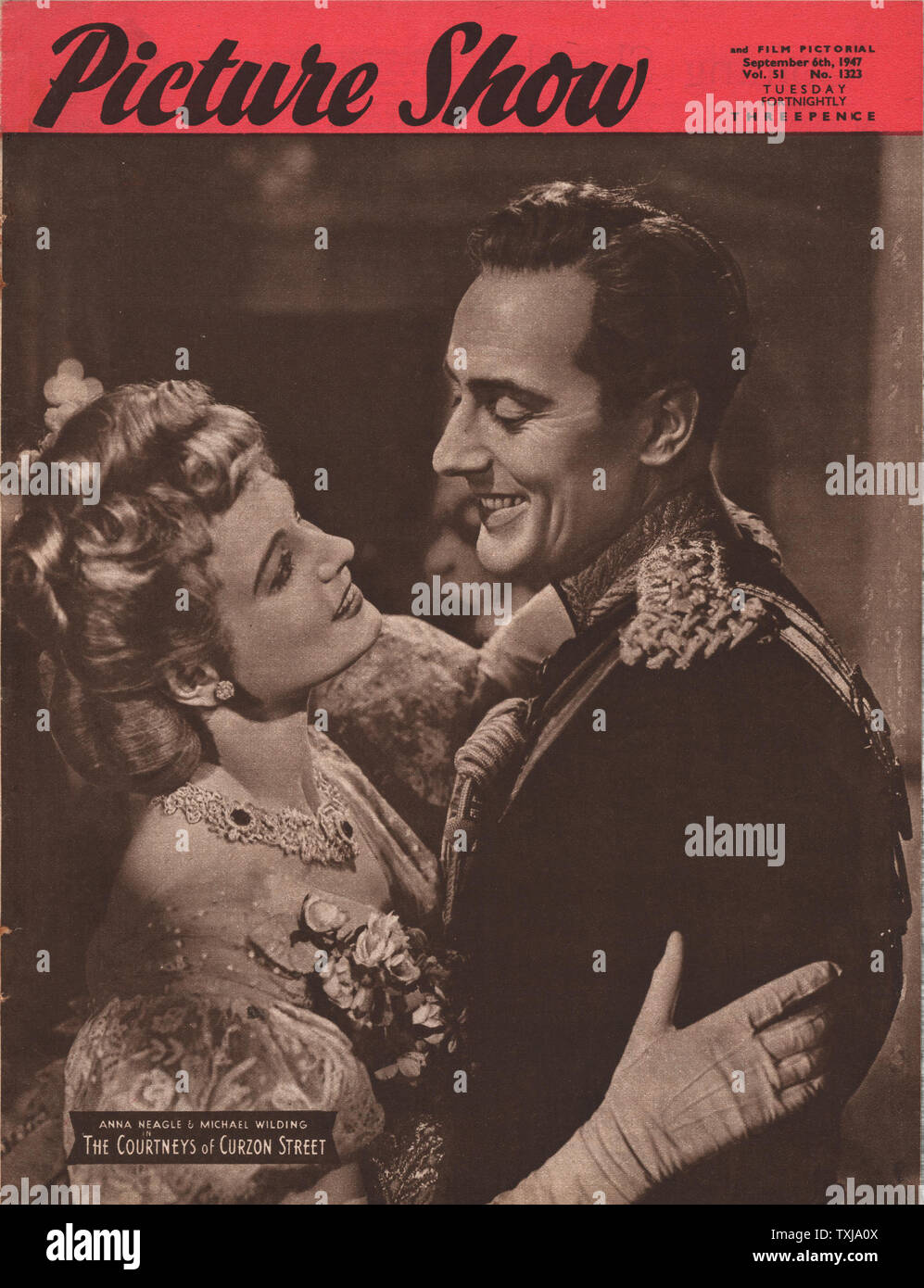 1947 Picture Show Magazin Startseite Anna Neagle und Michael Wilding in der courtneys von Curzon Street Stockfoto