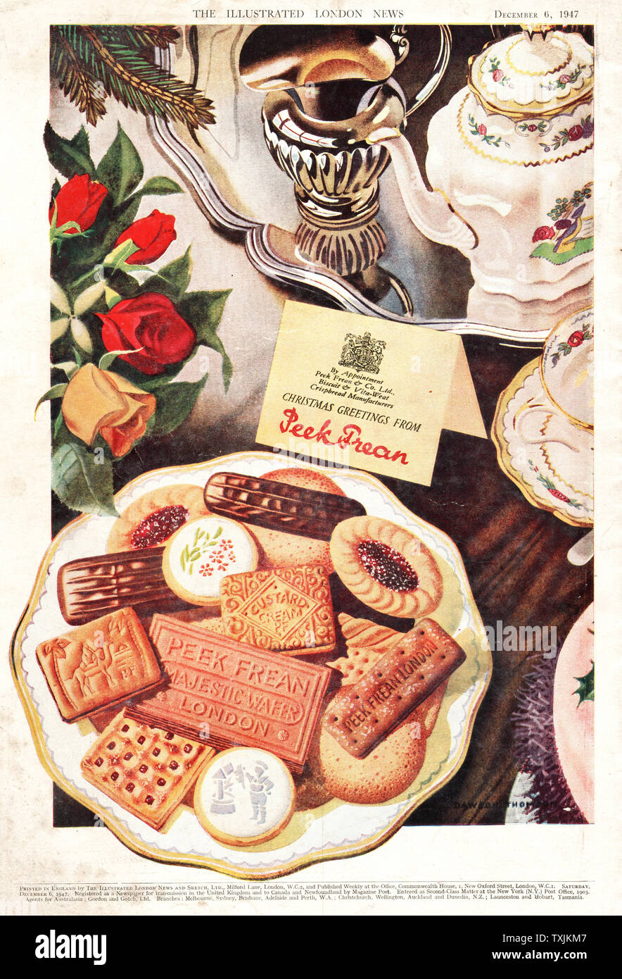 1947 UK Magazin Peek Frean Biscuits Advert Stockfoto