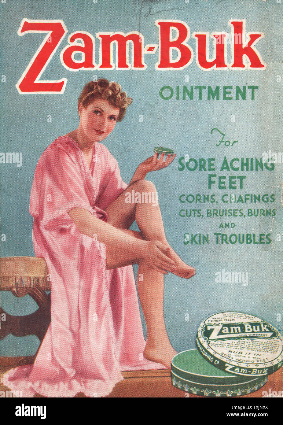 1941 UK Magazin Zam-Buk Fuß Salbe Advert Stockfoto