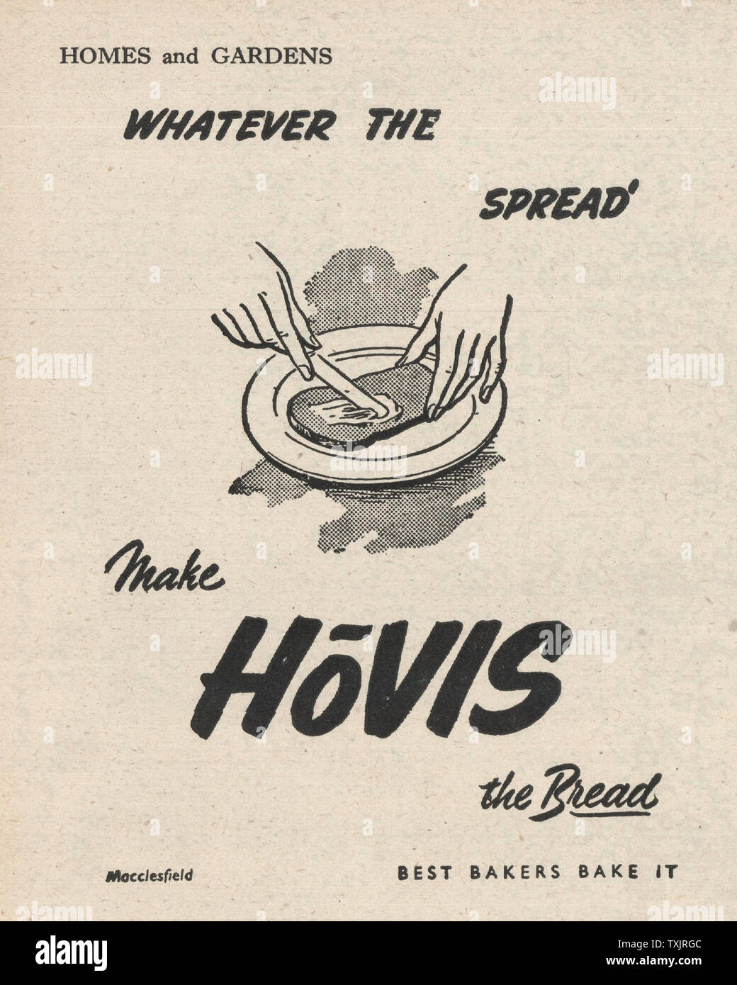 1945 UK Magazin Hovis Advert Stockfoto