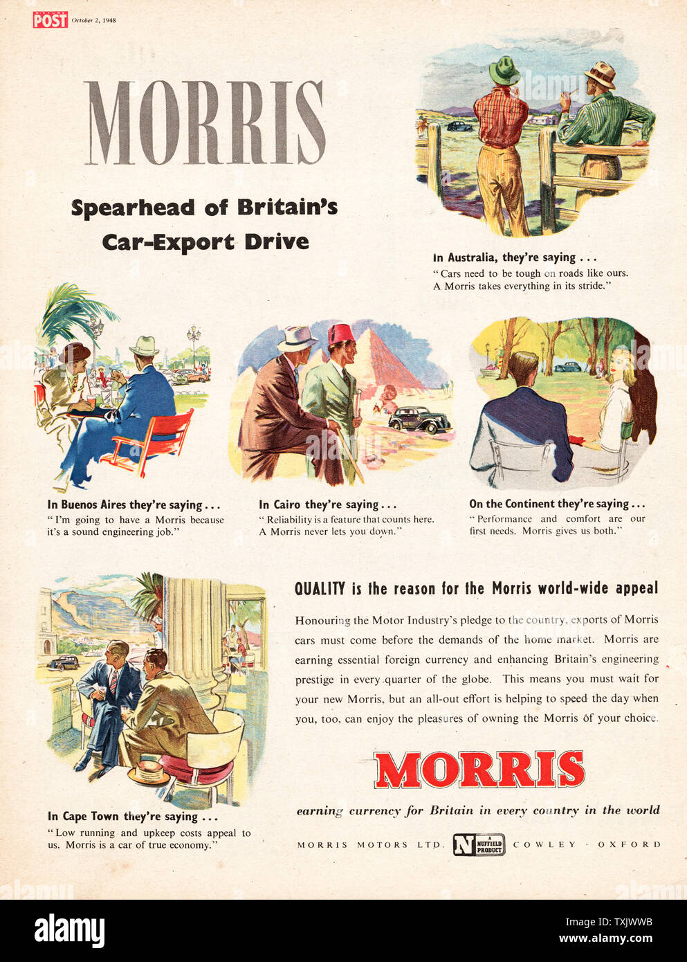1948 UK Magazin Morris Auto Anzeige Stockfoto
