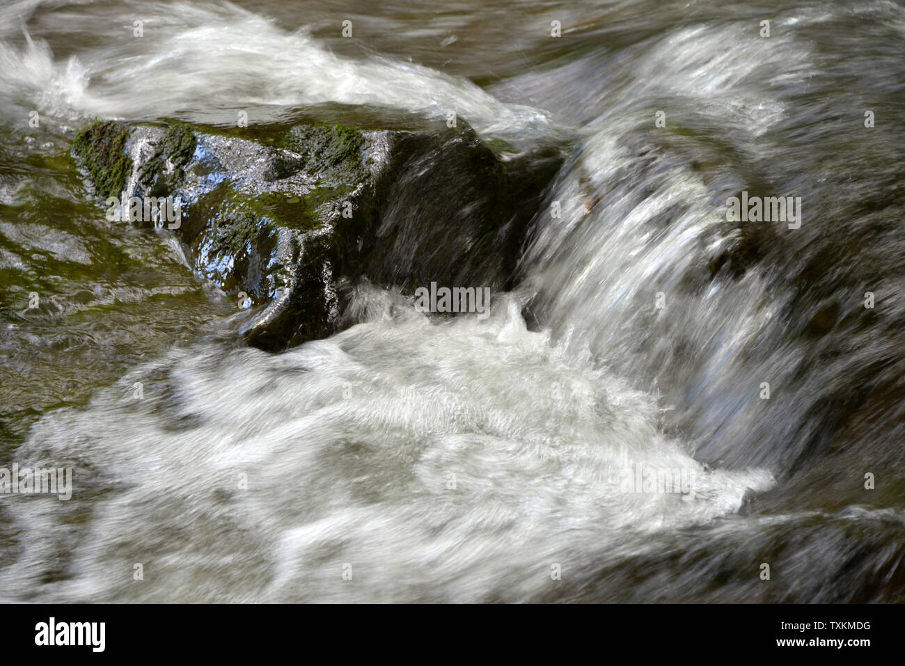 Strom fließt über Felsen, Heddon Tal, Devon, England Stockfoto