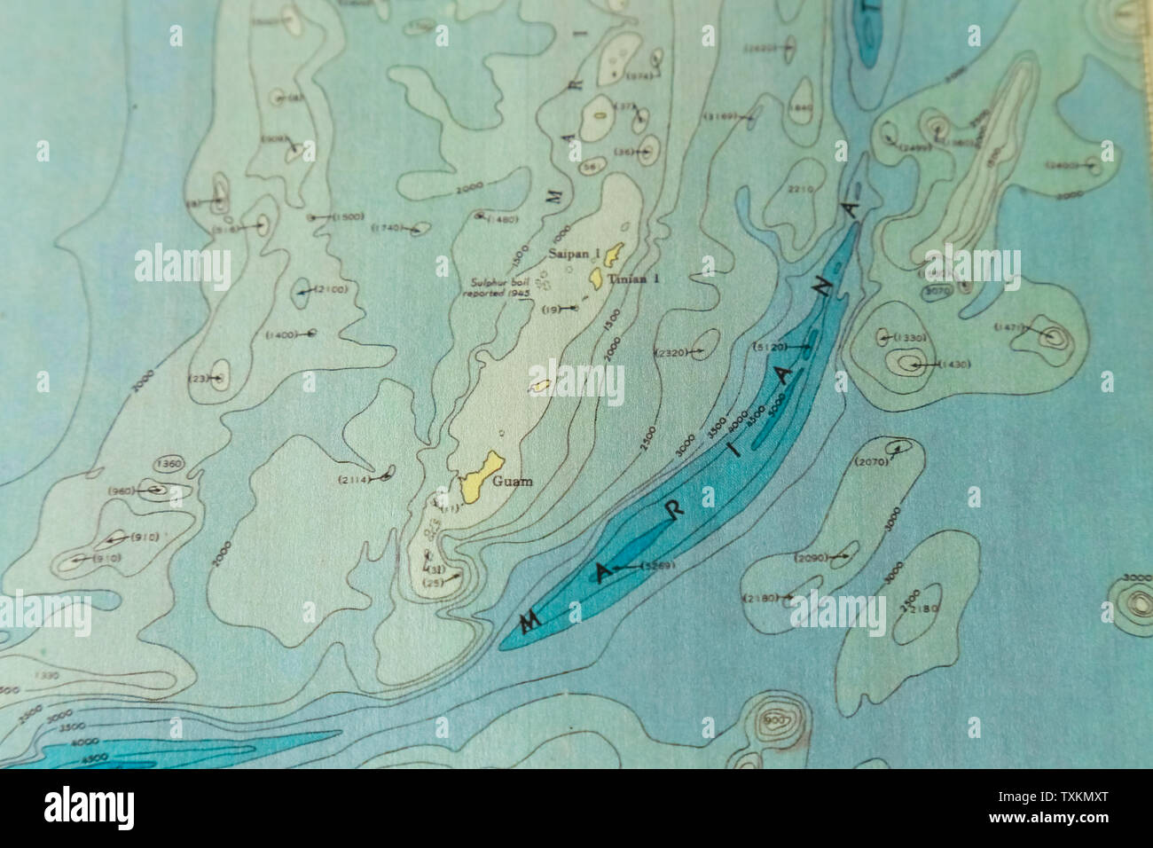 Challenger tief, Marianengraben nautische Karte. Stockfoto