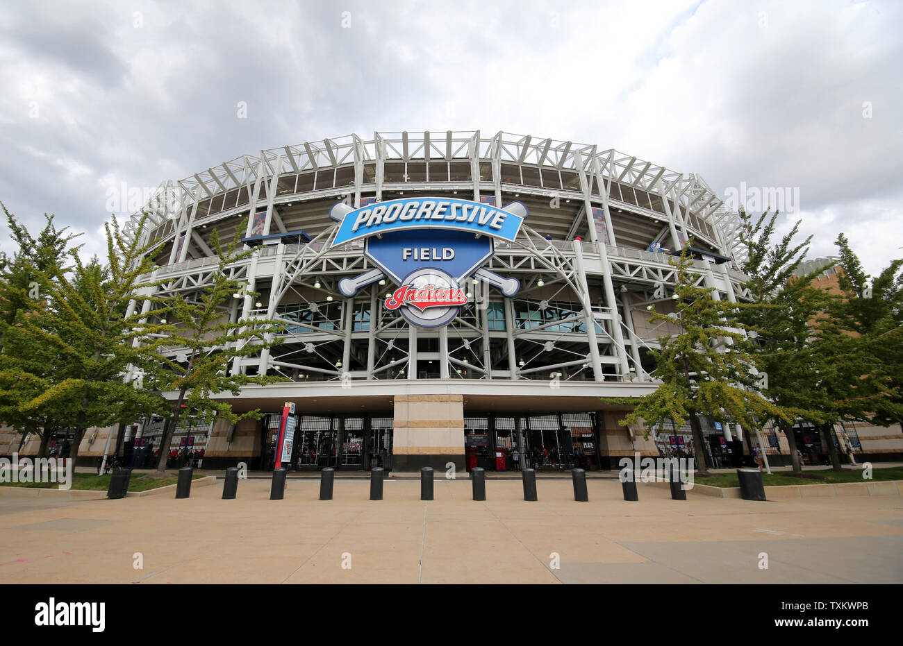 Cleveland Indians Progressive Field während eines Spiels gegen die Detroit Tigers in Cleveland, Ohio am 13. September 2017. Foto von Aaron Josefczyk/UPI Stockfoto