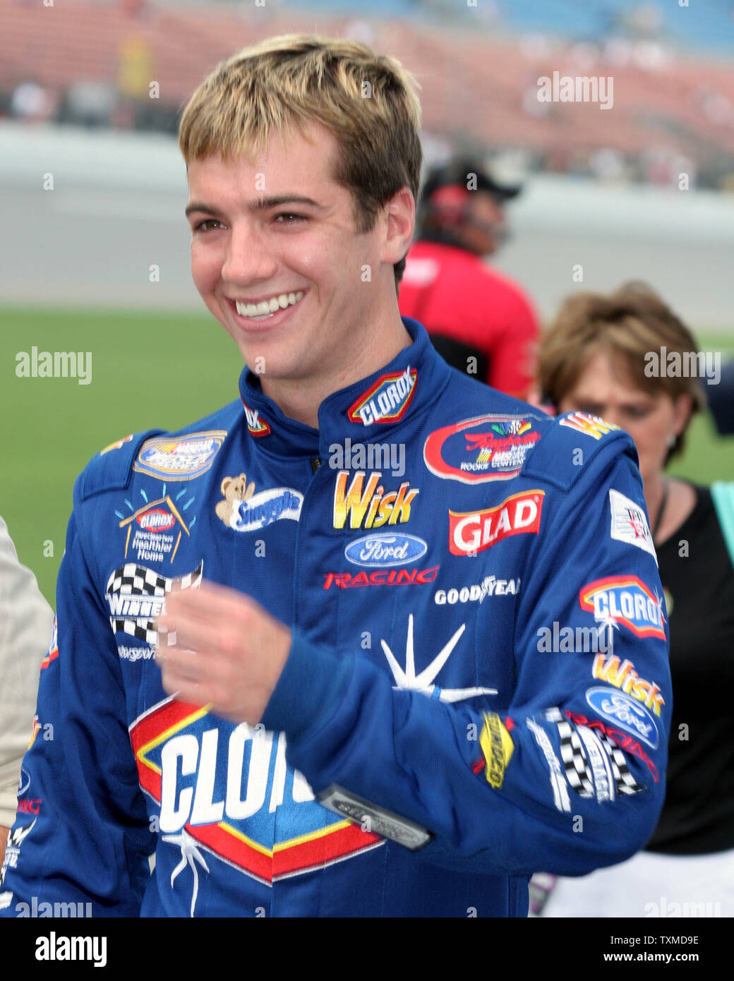 Jon Holz wartet auf seine Umdrehung für die Winn - Dixie 250 Busch Serie Rennen zu qualifizieren, bei Daytona International Speedway in Daytona Beach, Florida, am 1. Juli 2005. (UPI Foto/Martin Fried) Stockfoto